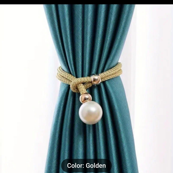 2 Pcs Curtain Tiebacks Decorative Faux Pearl Curtain Ties Back Adjustable Draper - Picture 4 of 9